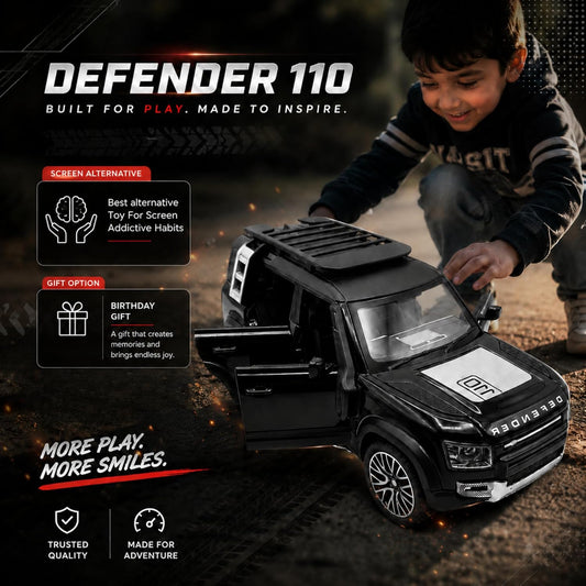 1:32 Diecast Defender SUV Model Car Openable Hood, Doors & Boot, Black