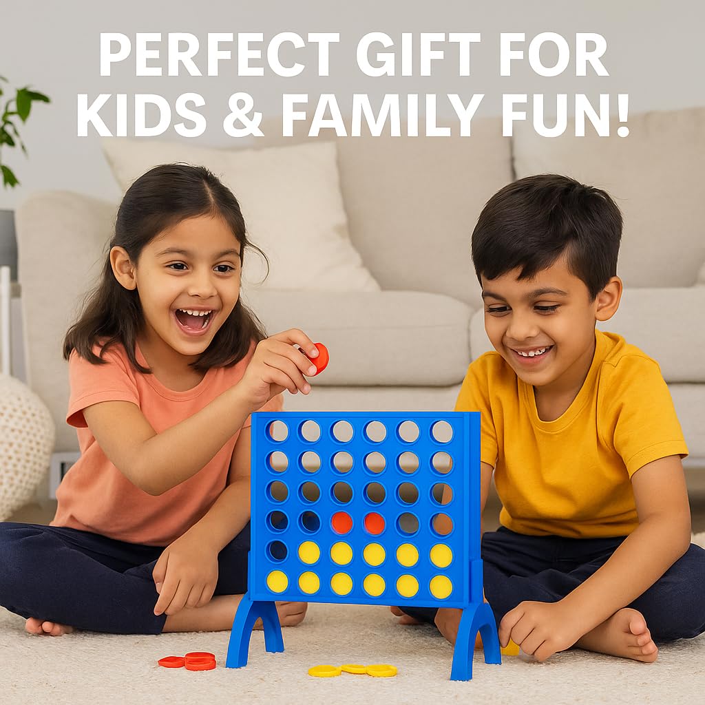Hello Toys Plot 4 Game for Kids & Family – Classic 4 in a Row Strategy Board Game with Colorful Coins | Indoor Outdoor Educational Fun Toy