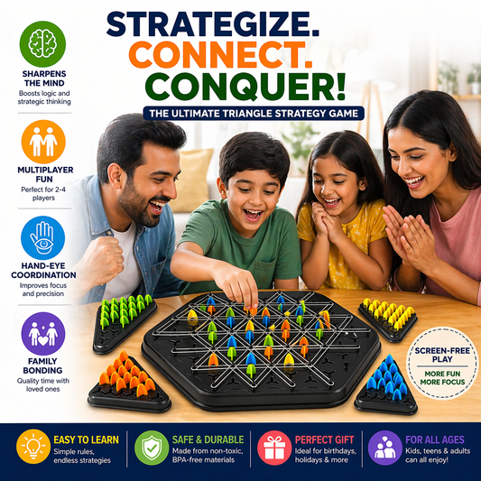 Triangle Strategy Board Game | Brain Boosting Puzzle Game for Kids & Adults (2–4 Players)