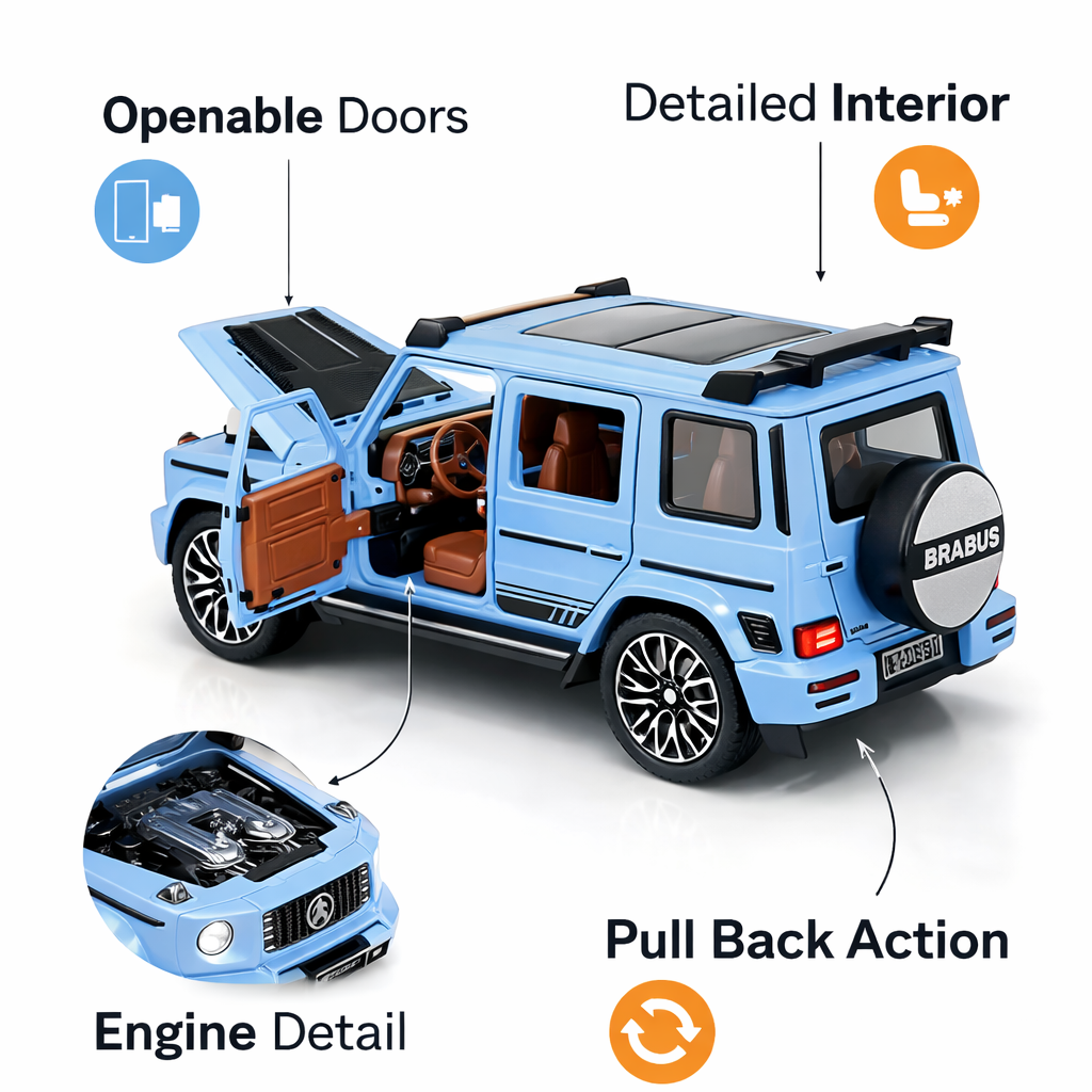 1:32 Diecast Blue G Wagon Model Car