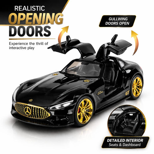 Hello Toys Vision AMG GT Diecast Black Toy Car with Light & Sound