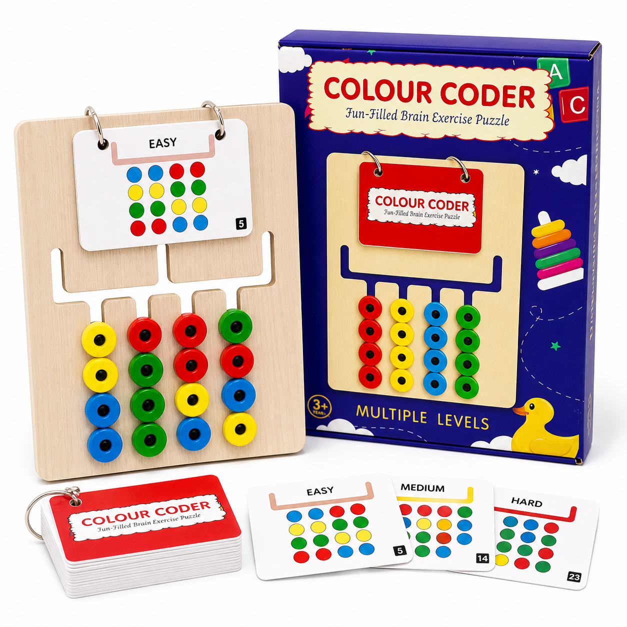 Hello Toys Colour Coder Wooden Puzzle for Kids | Brain Development & Pattern Matching Game | Montessori Learning Toy | Improves Focus, Logic & Color Recognition | Multiple Levels | Age 3+