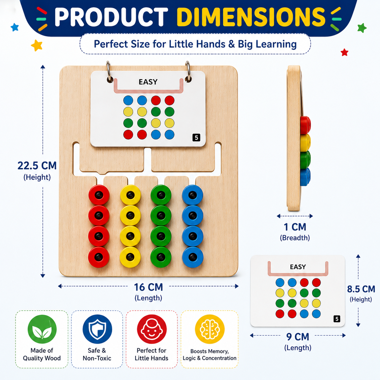 Hello Toys Colour Coder Wooden Puzzle for Kids | Brain Development & Pattern Matching Game | Montessori Learning Toy | Improves Focus, Logic & Color Recognition | Multiple Levels | Age 3+