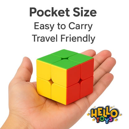 Kids playing with 2x2 puzzle cube Pocket size
