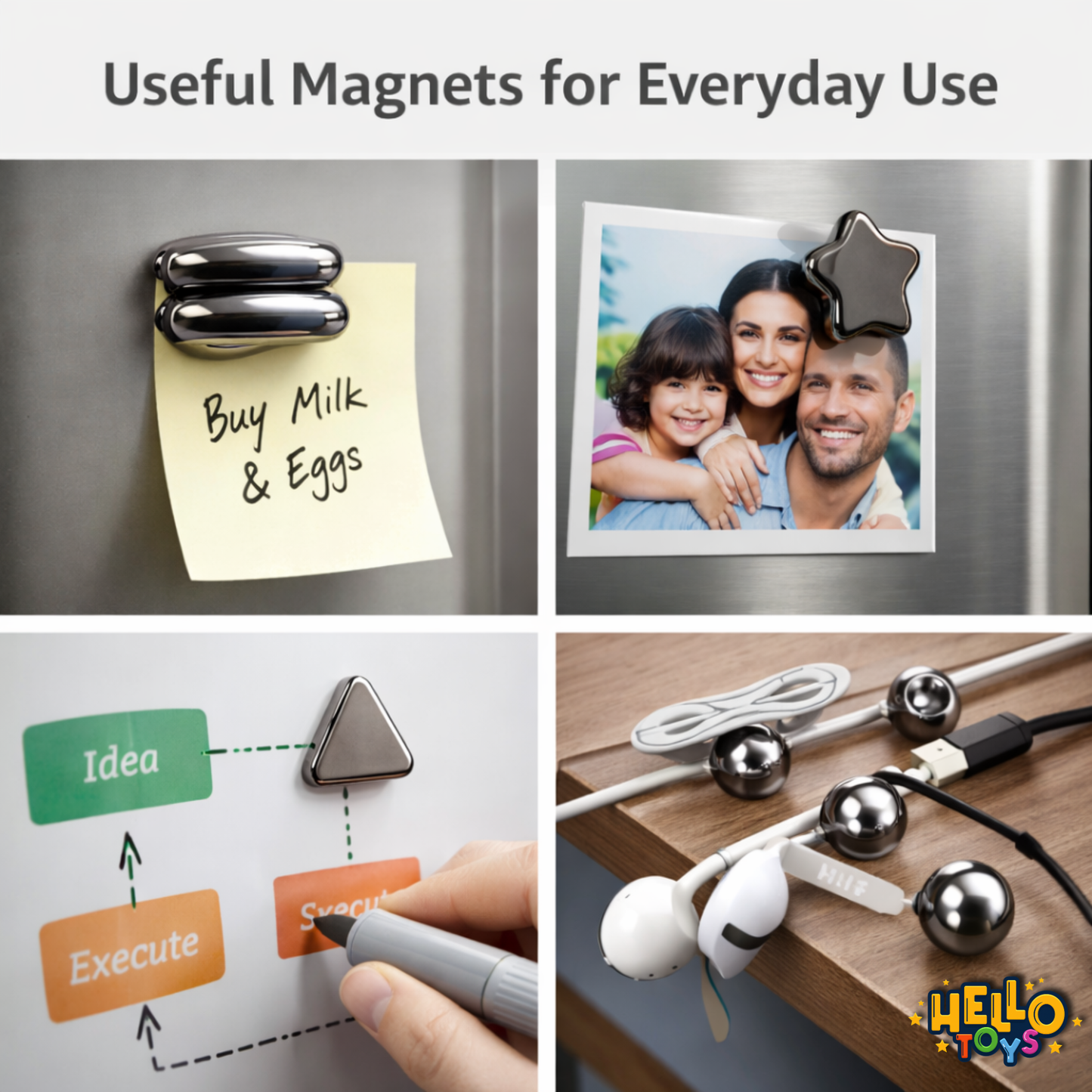Hello Toys Assorted Magnetic Shapes Set (10 Pieces)