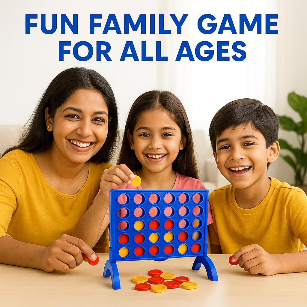 Hello Toys Plot 4 Game for Kids & Family – Classic 4 in a Row Strategy Board Game with Colorful Coins | Indoor Outdoor Educational Fun Toy