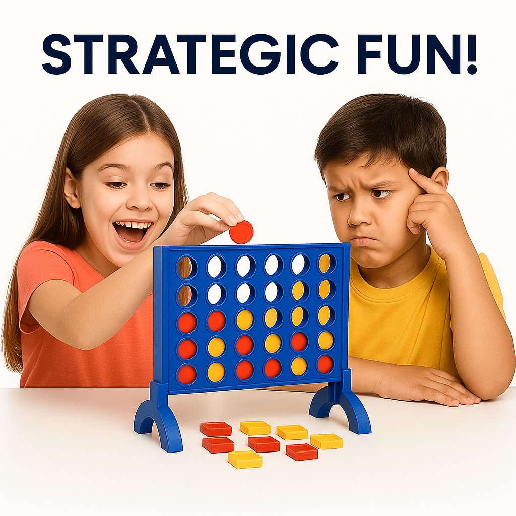 Hello Toys Plot 4 Game for Kids & Family – Classic 4 in a Row Strategy Board Game with Colorful Coins | Indoor Outdoor Educational Fun Toy