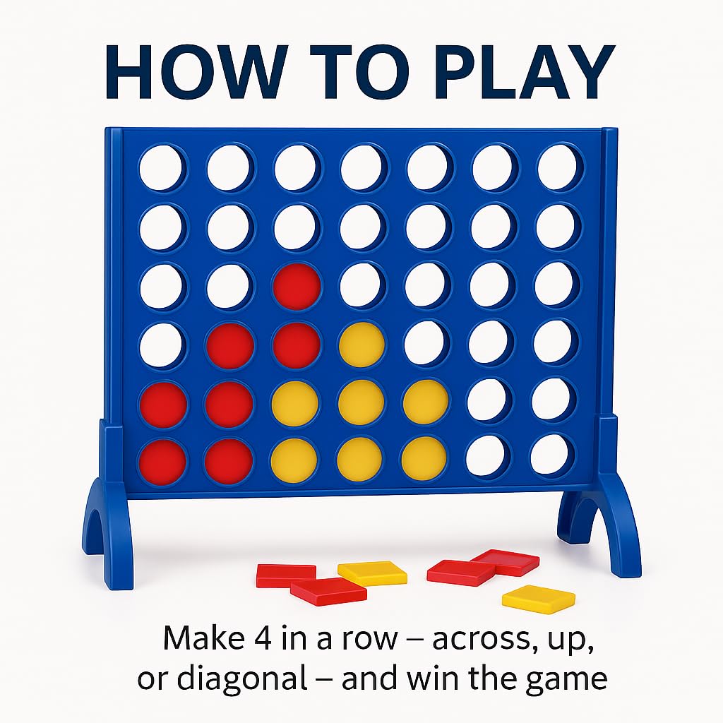 Hello Toys Plot 4 Game for Kids & Family – Classic 4 in a Row Strategy Board Game with Colorful Coins | Indoor Outdoor Educational Fun Toy