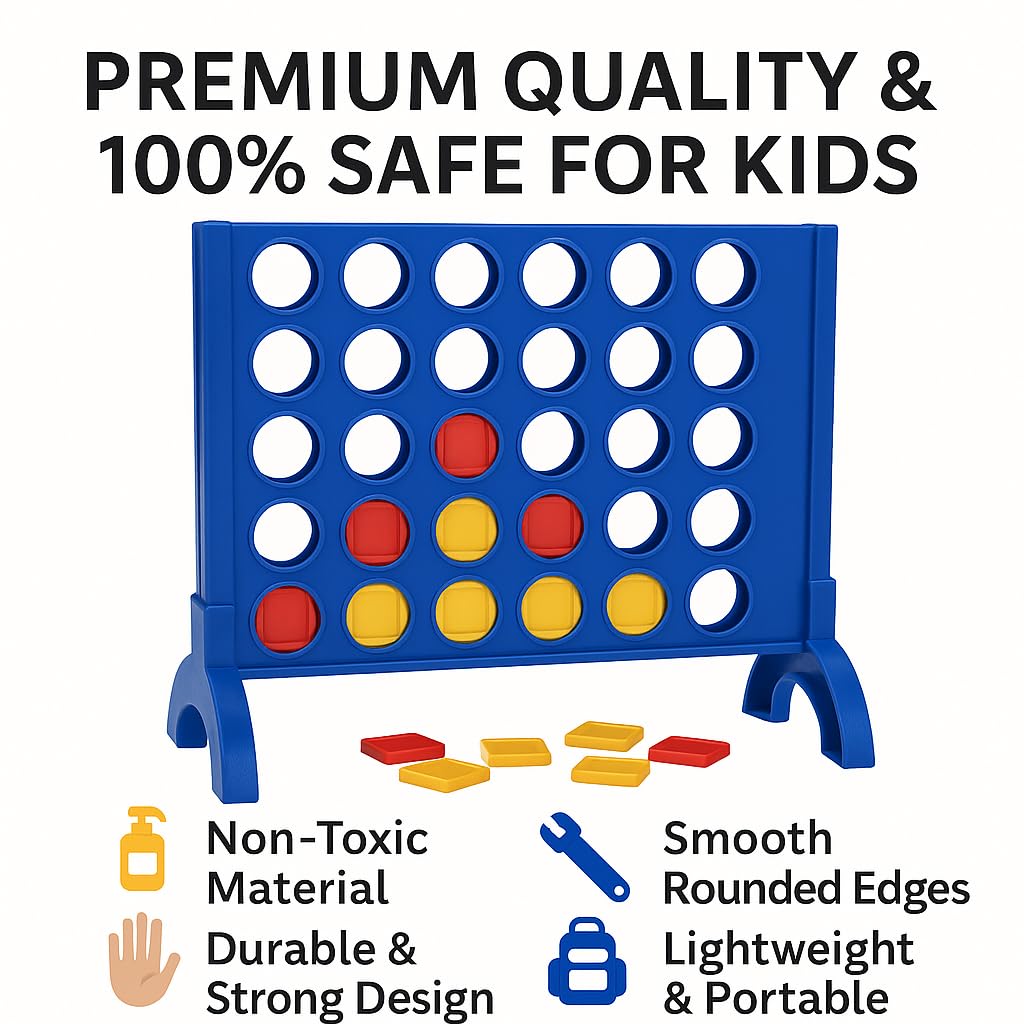 Hello Toys Plot 4 Game for Kids & Family – Classic 4 in a Row Strategy Board Game with Colorful Coins | Indoor Outdoor Educational Fun Toy