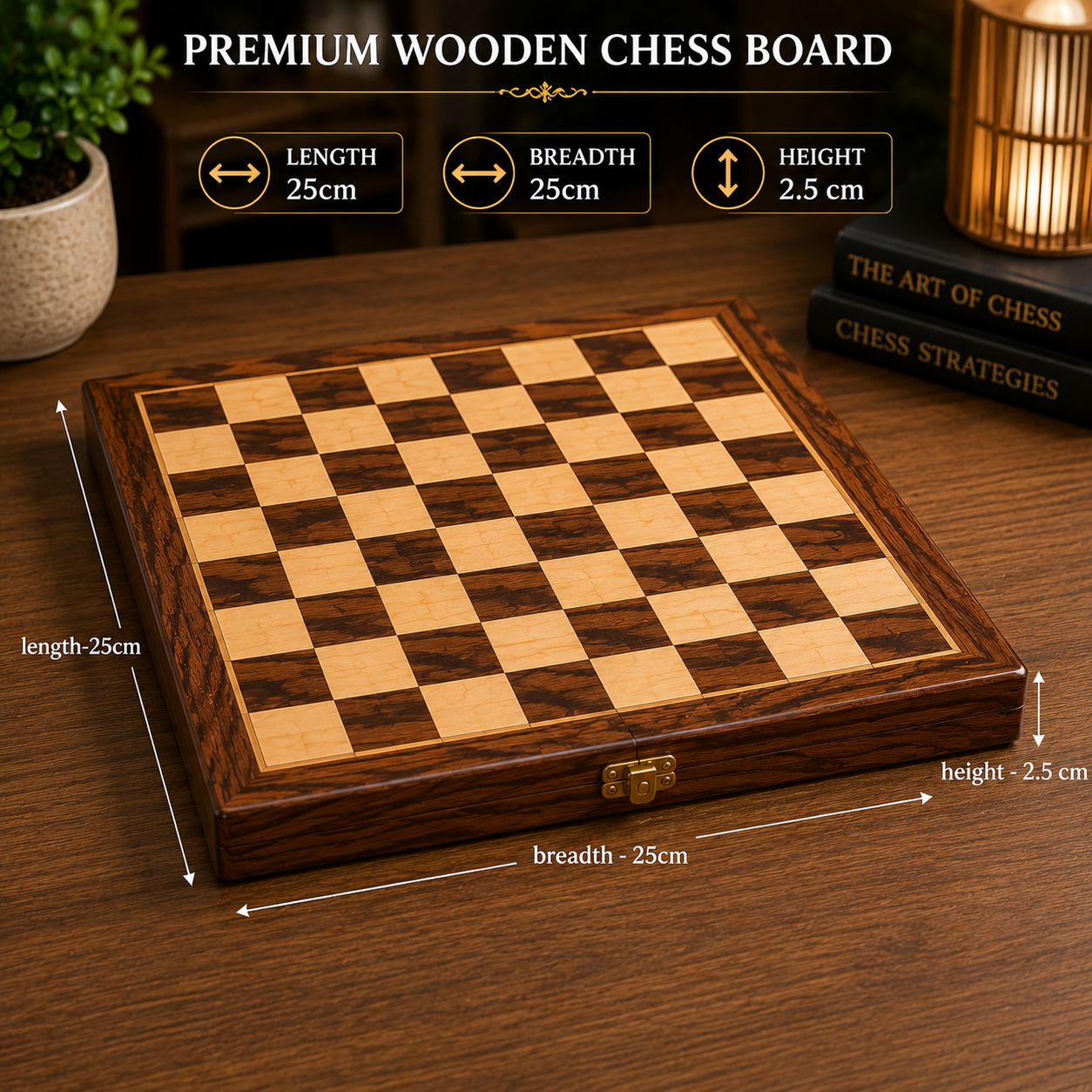 Premium Wooden Foldable Chess Set with Storage Box | 25 x 25 cm Chess Board
