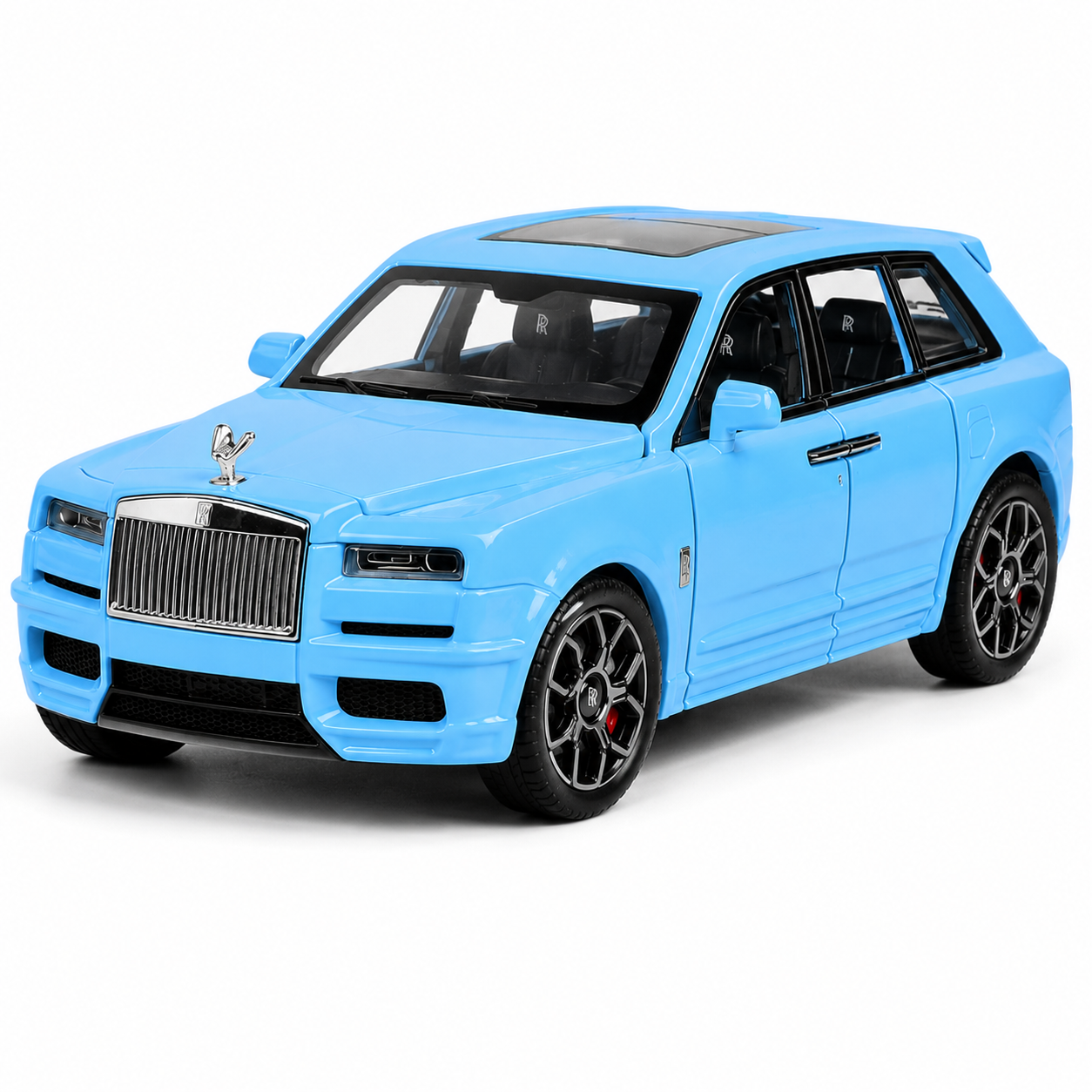 Hello Toys 1:32 Cullinan Die Cast Model Car for Kids, Pull Back Toy Car with Light & Sound, Openable Doors, Hood & Trunk, Metal Collectible SUV, Sky Blue