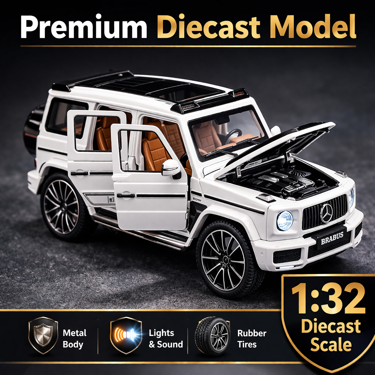 1:32 Diecast White G Wagon Model Car