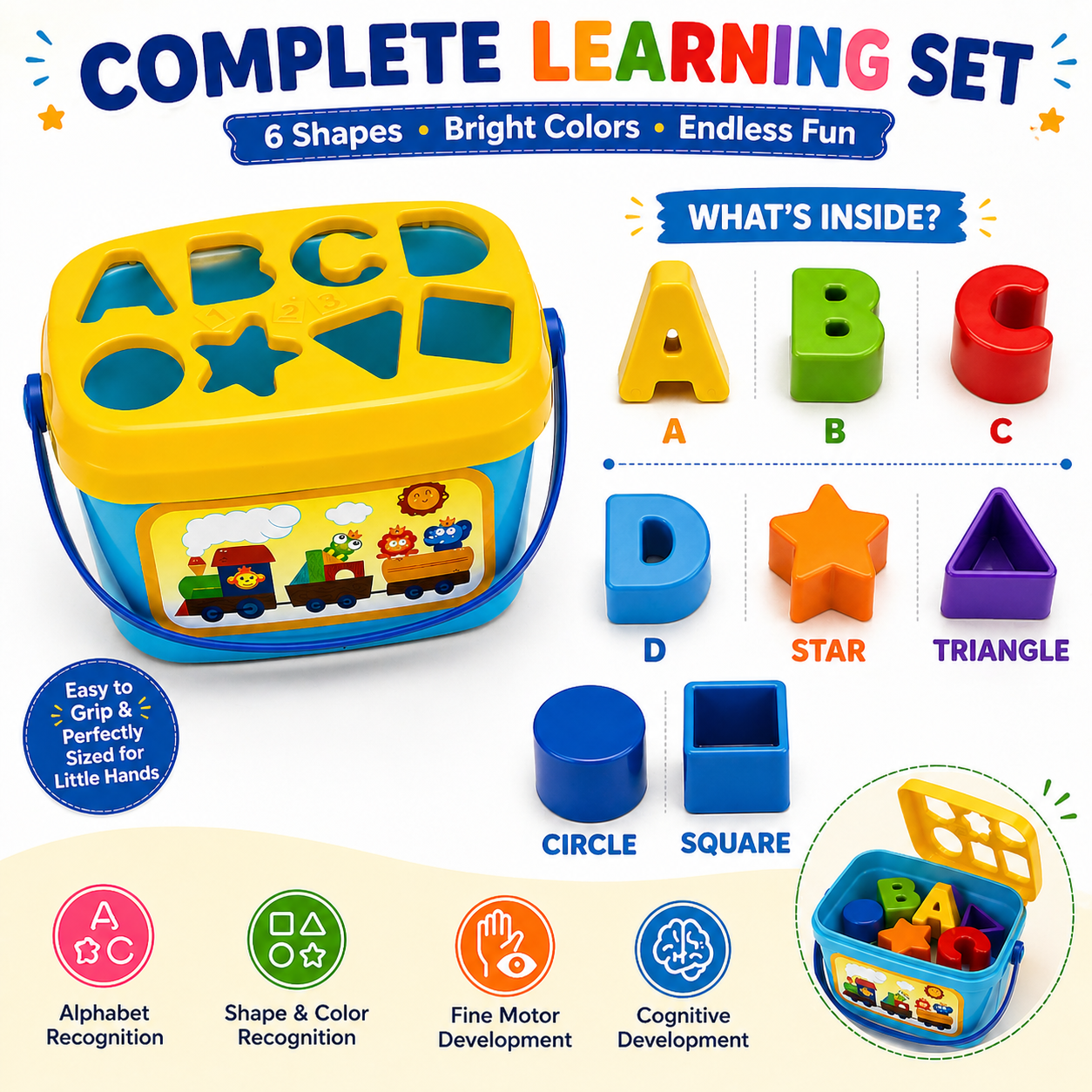 Hello Toys Shape Sorting Learning Toy for Kids | Educational Montessori Shape Sorter | Color & Shape Recognition Toy | Fine Motor Skill Development | Age 3+
