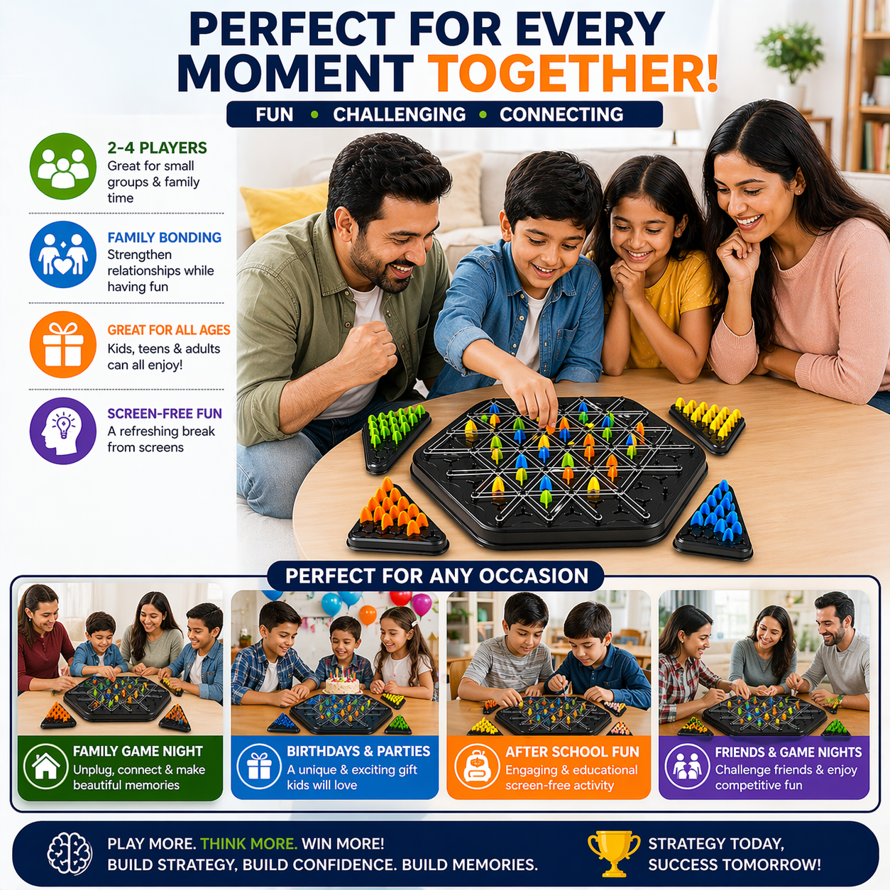 Triangle Strategy Board Game | Brain Boosting Puzzle Game for Kids & Adults (2–4 Players)