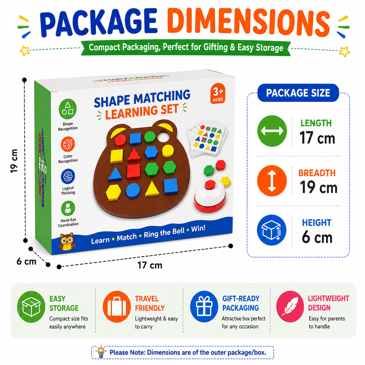 Montessori Shape Matching Board Game for Kids | Educational Learning Toy with Bell & Challenge Cards