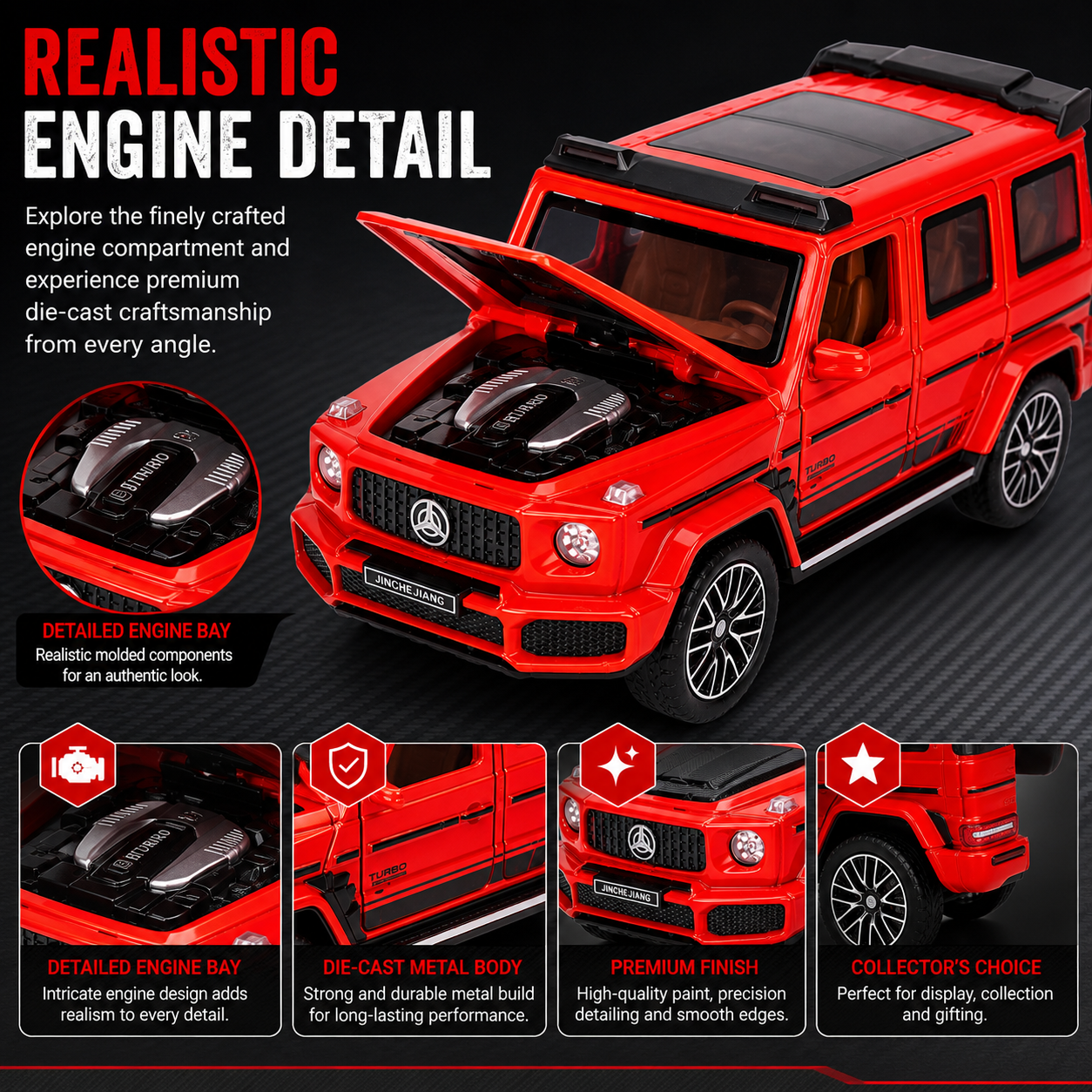 1:32 Diecast Red G Wagon Model Car