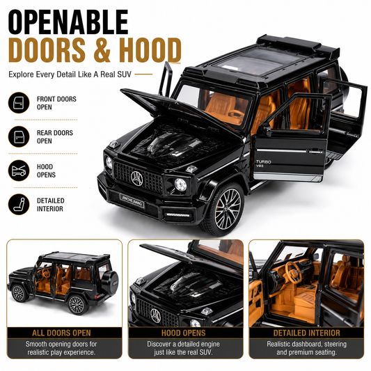 1:32 Diecast  G Wagon Model Car Black Openable Doors, Boot & Bonnet