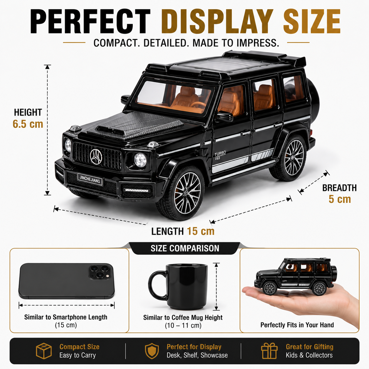 1:32 Diecast  G Wagon Model Car Black Openable Doors, Boot & Bonnet