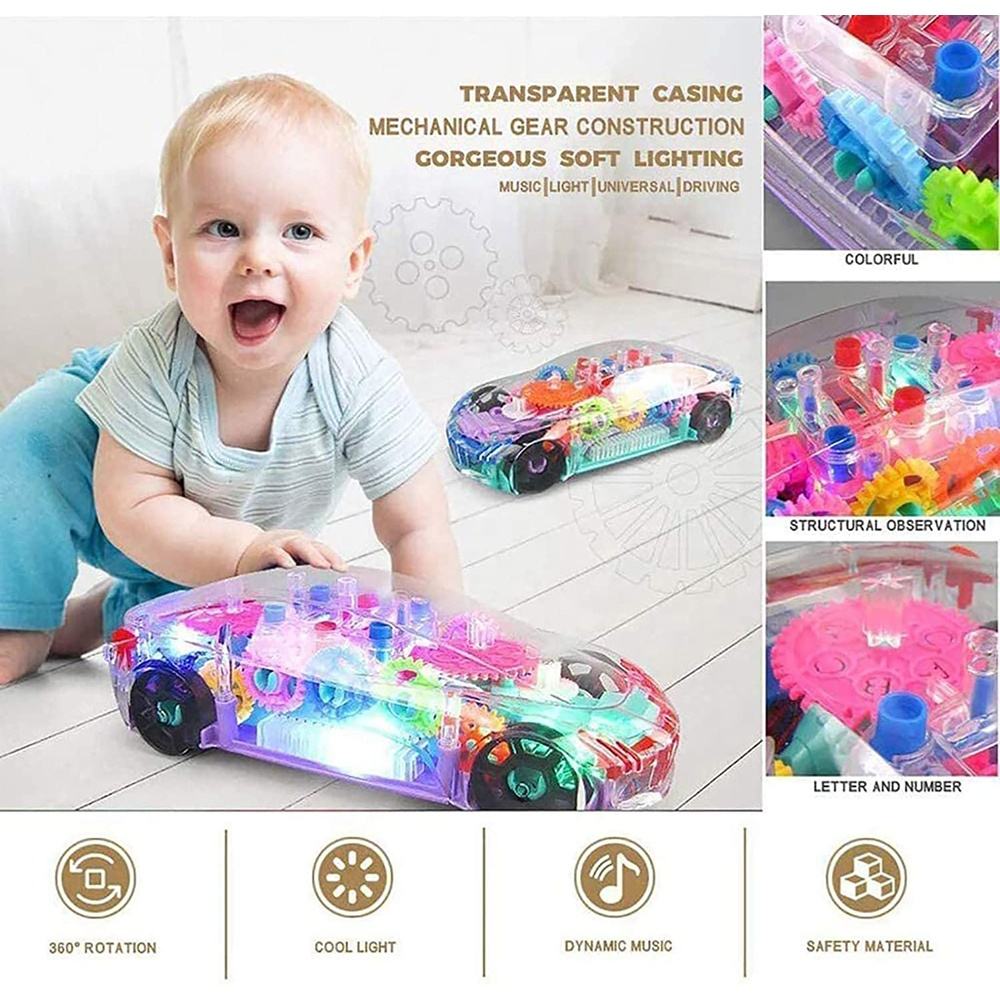 Hello Toys Transparent Gear Car Toy with Lights & Moving Gears