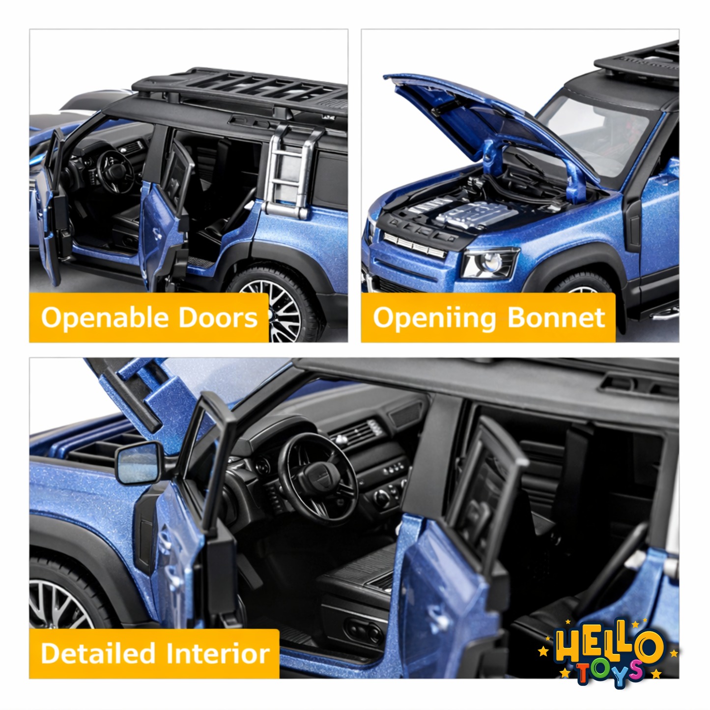1:32 Diecast Defender SUV Model Car Openable Hood, Doors & Boot