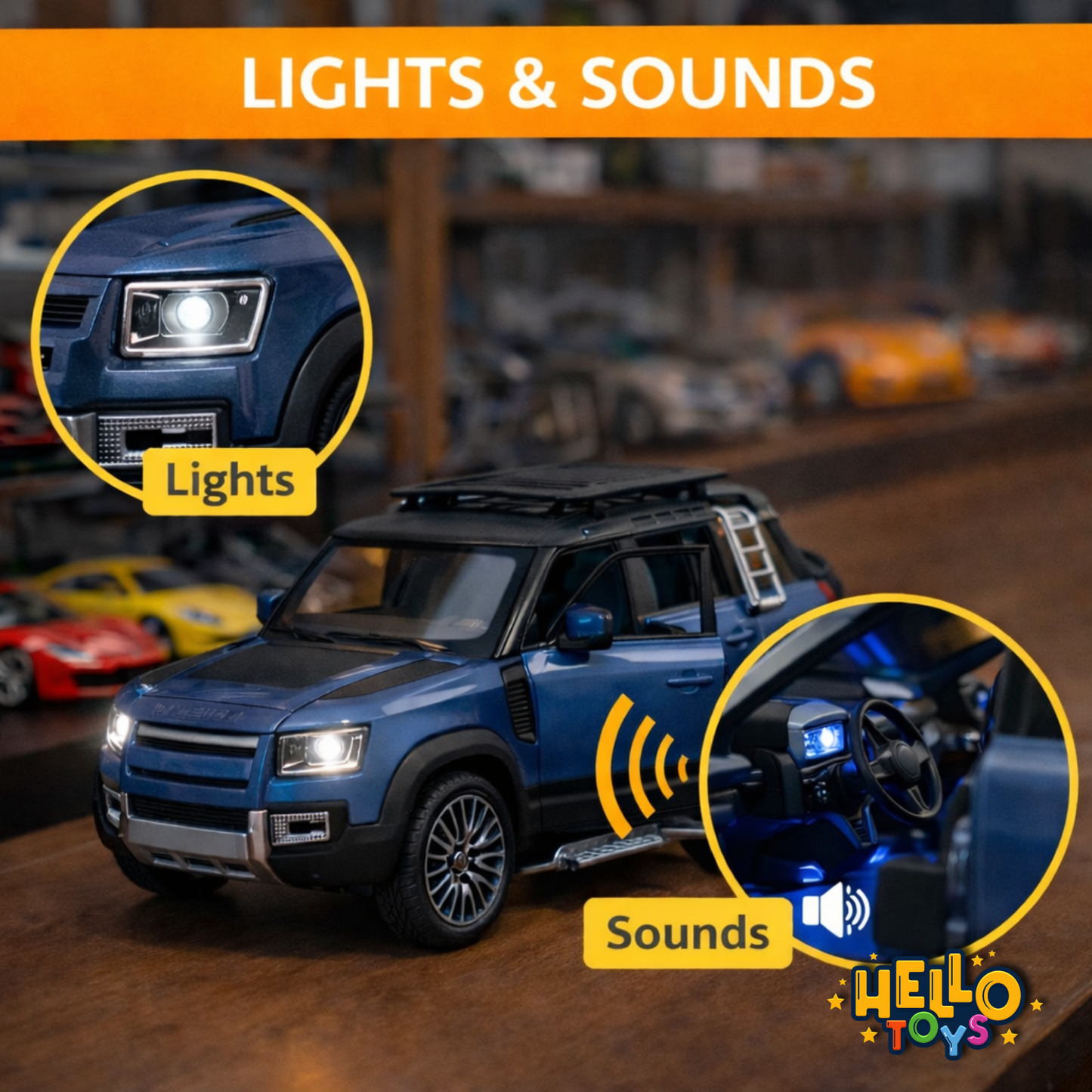 1:32 Diecast Defender SUV Model Car Openable Hood, Doors & Boot