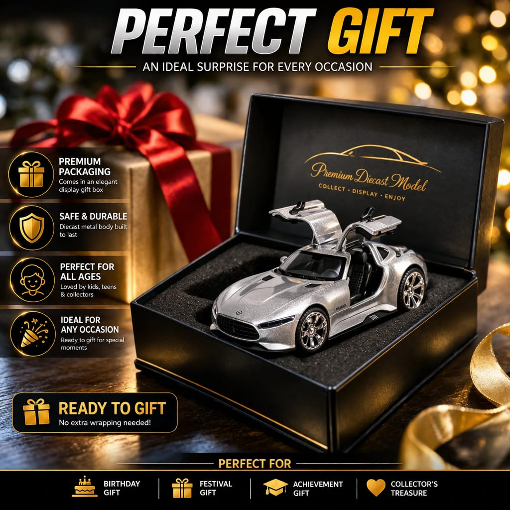 Hello Toys Vision AMG GT Diecast Silver Toy Car with Light & Sound