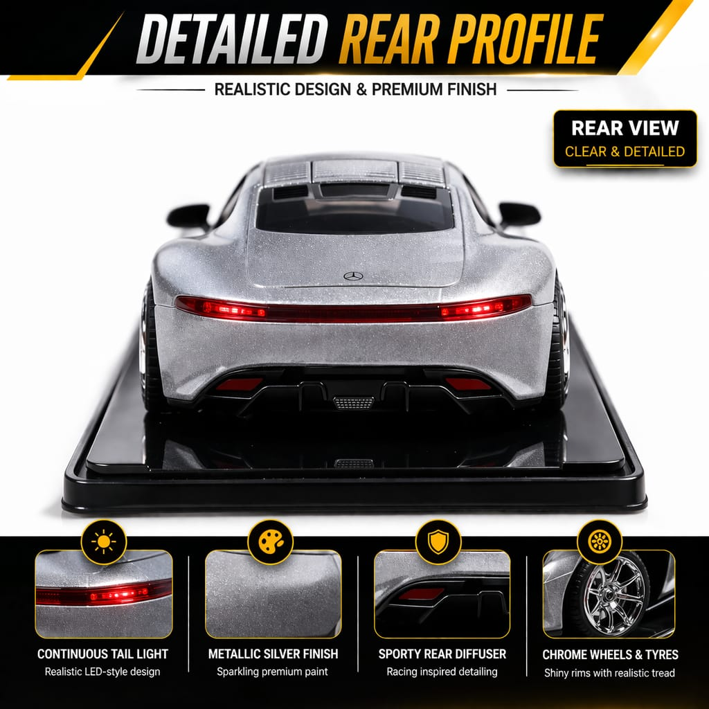 Hello Toys Vision AMG GT Diecast Silver Toy Car with Light & Sound
