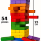 Color wooden tumbling tower 54 pcs with measurement 