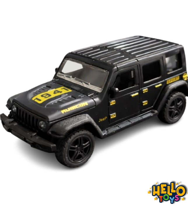 Hello Toys 1:36 diecast Jeep Wrangler pull back car with openable doors