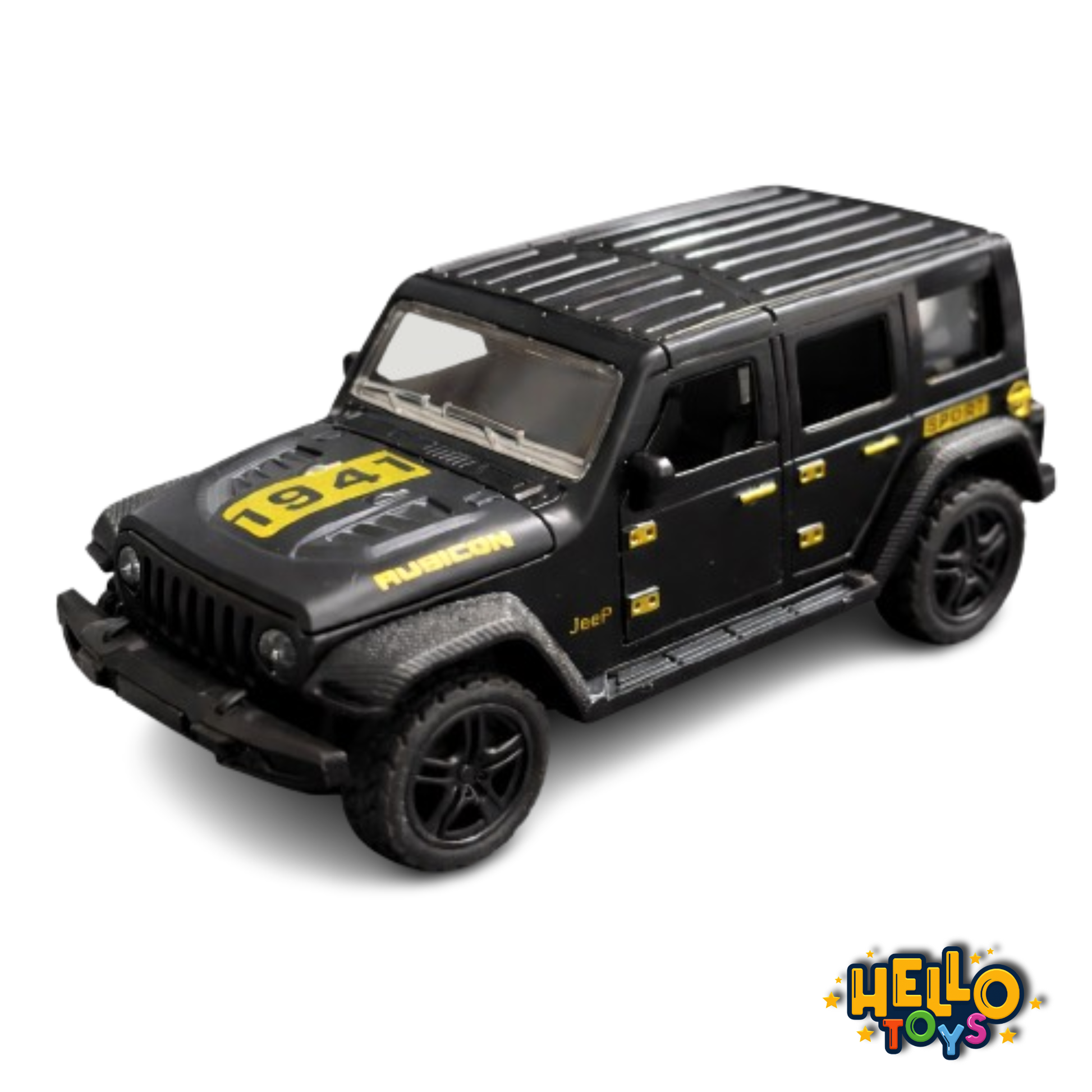 Hello Toys 1:36 diecast Jeep Wrangler pull back car with openable doors