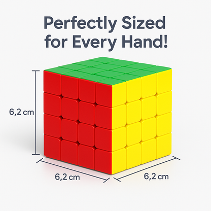 Rubik's Cube with dimensions labeled 