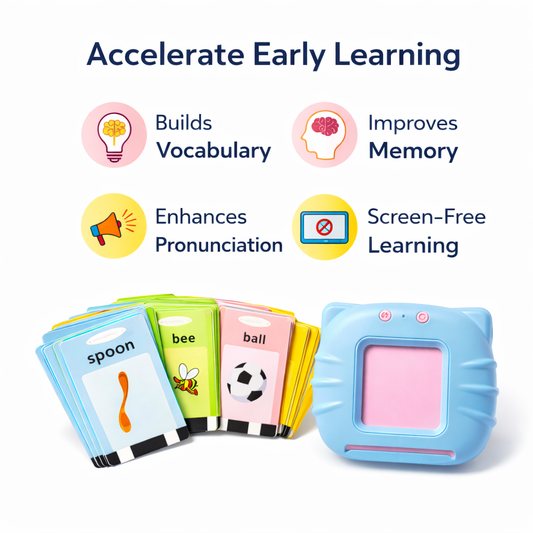 Kids talking flash card reader toy improving vocabulary memory pronunciation and screen free learning