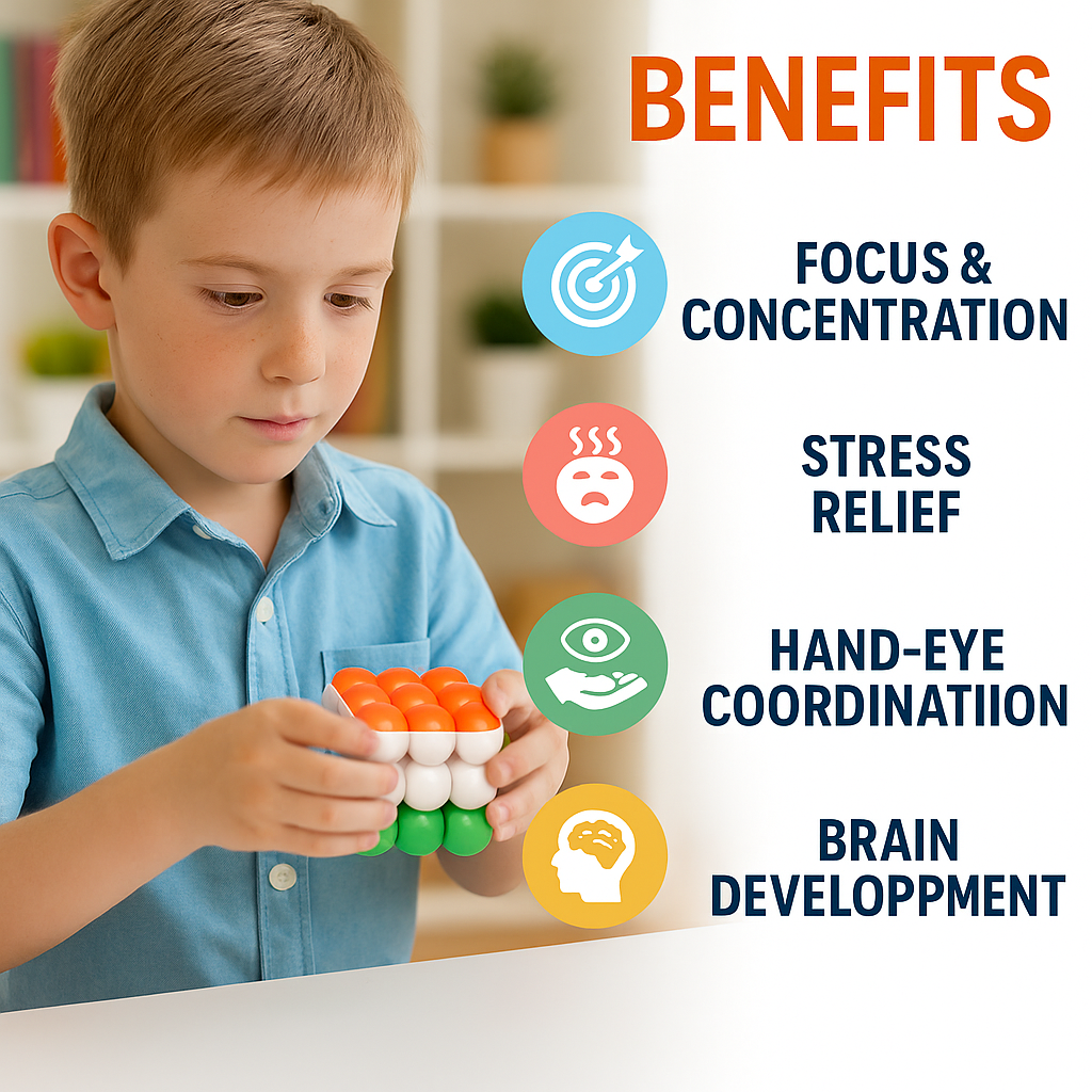 Colorful 3x3 bubble cube educational puzzle toy benefits