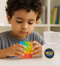 Colorful translucent jelly cube puzzle educational toy kid playing