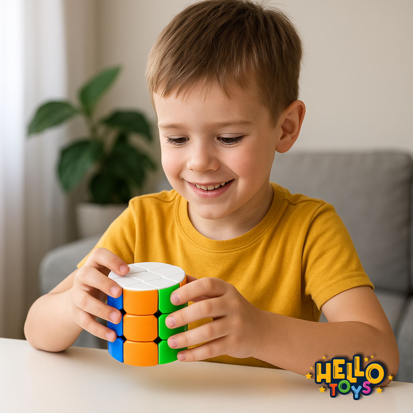 Hello Toys cylindrical cube kid playing
