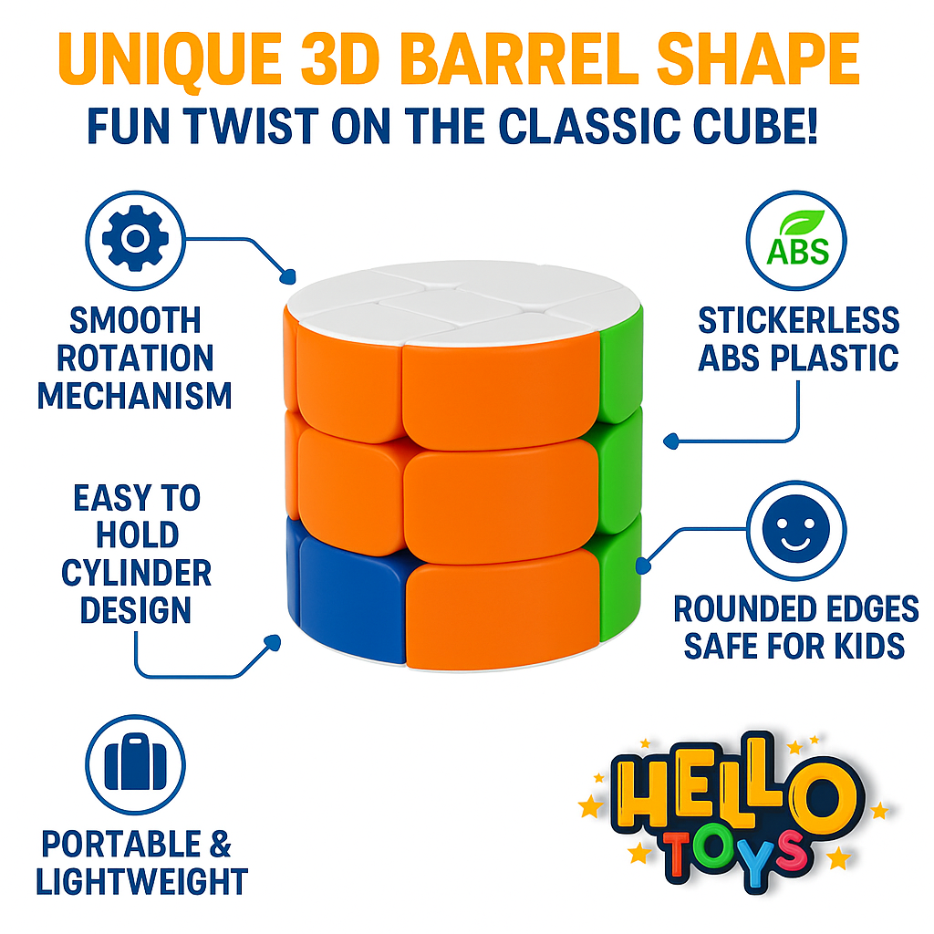 Hello Toys cylindrical cube shape mod speed puzzle multicolor