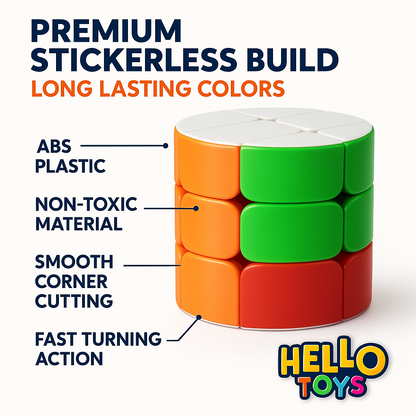 Hello Toys cylindrical cube scrambled shape mod brain teaser