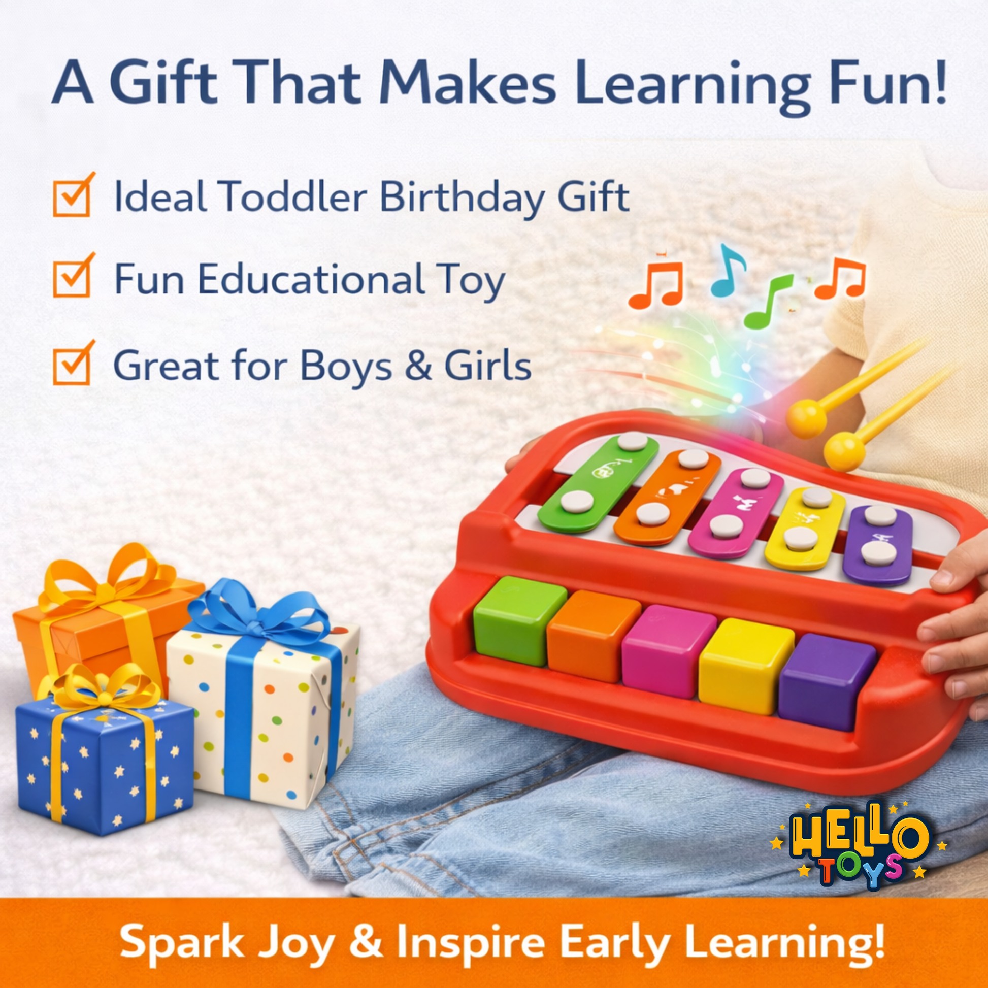 Educational musical toy for early learning and motor skill development