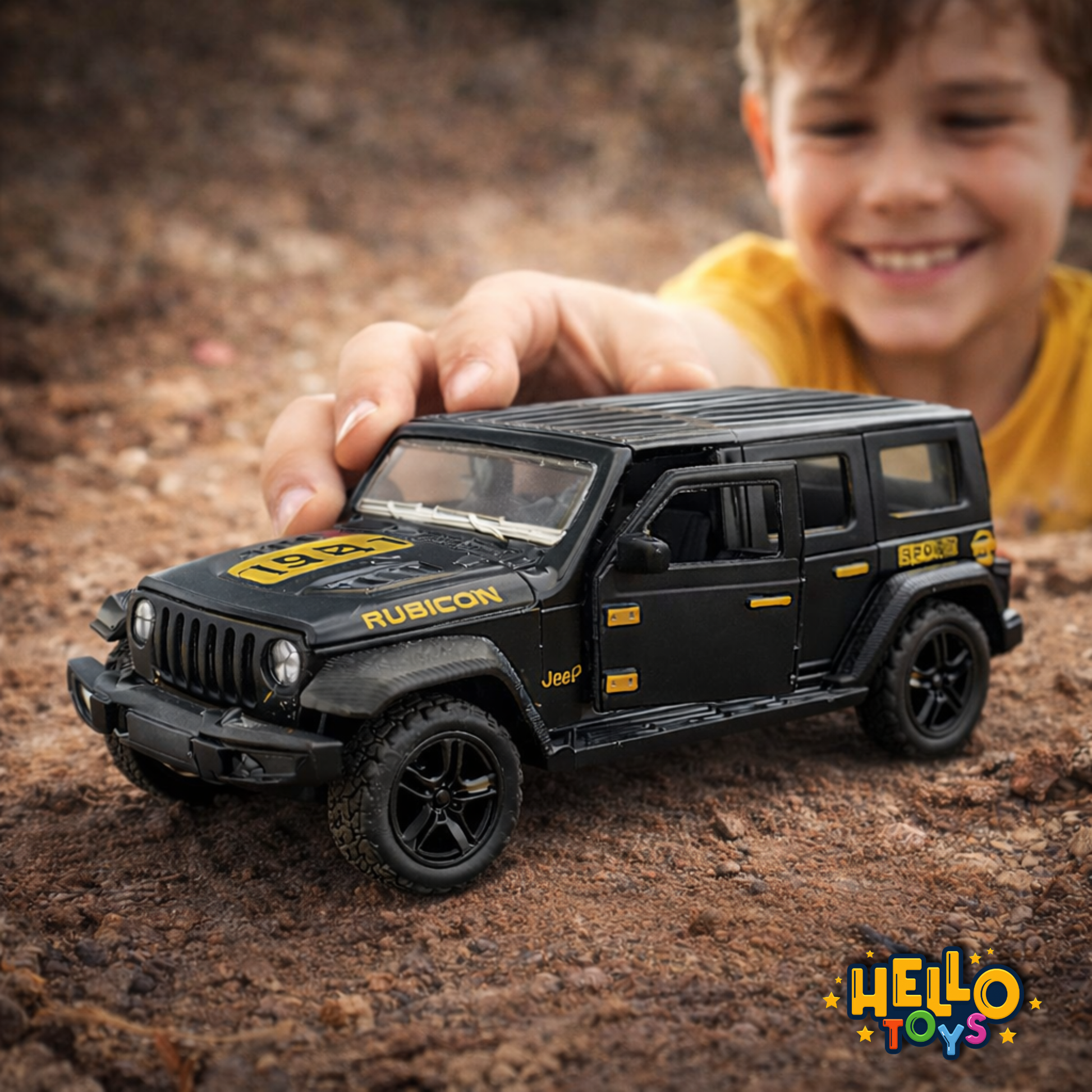 Hello Toys Jeep Wrangler pull back action metal toy car
