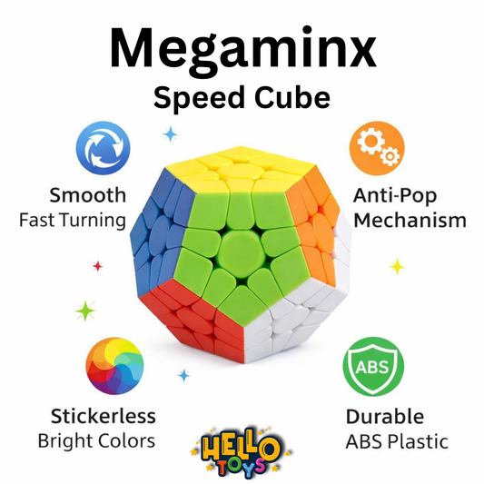 Stickerless Megaminx cube smooth turning anti-pop design by Hello Toys