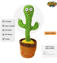 Soft plush dancing cactus musical toy for kids
