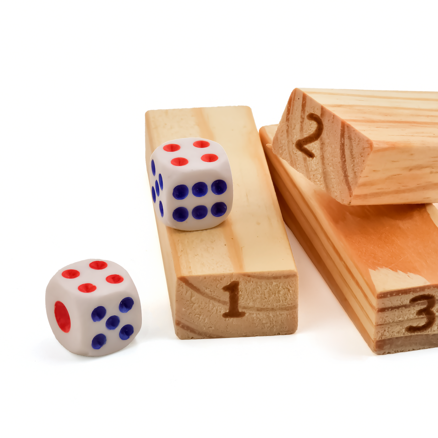 Close up of wooden tumbling tower balance game during play
