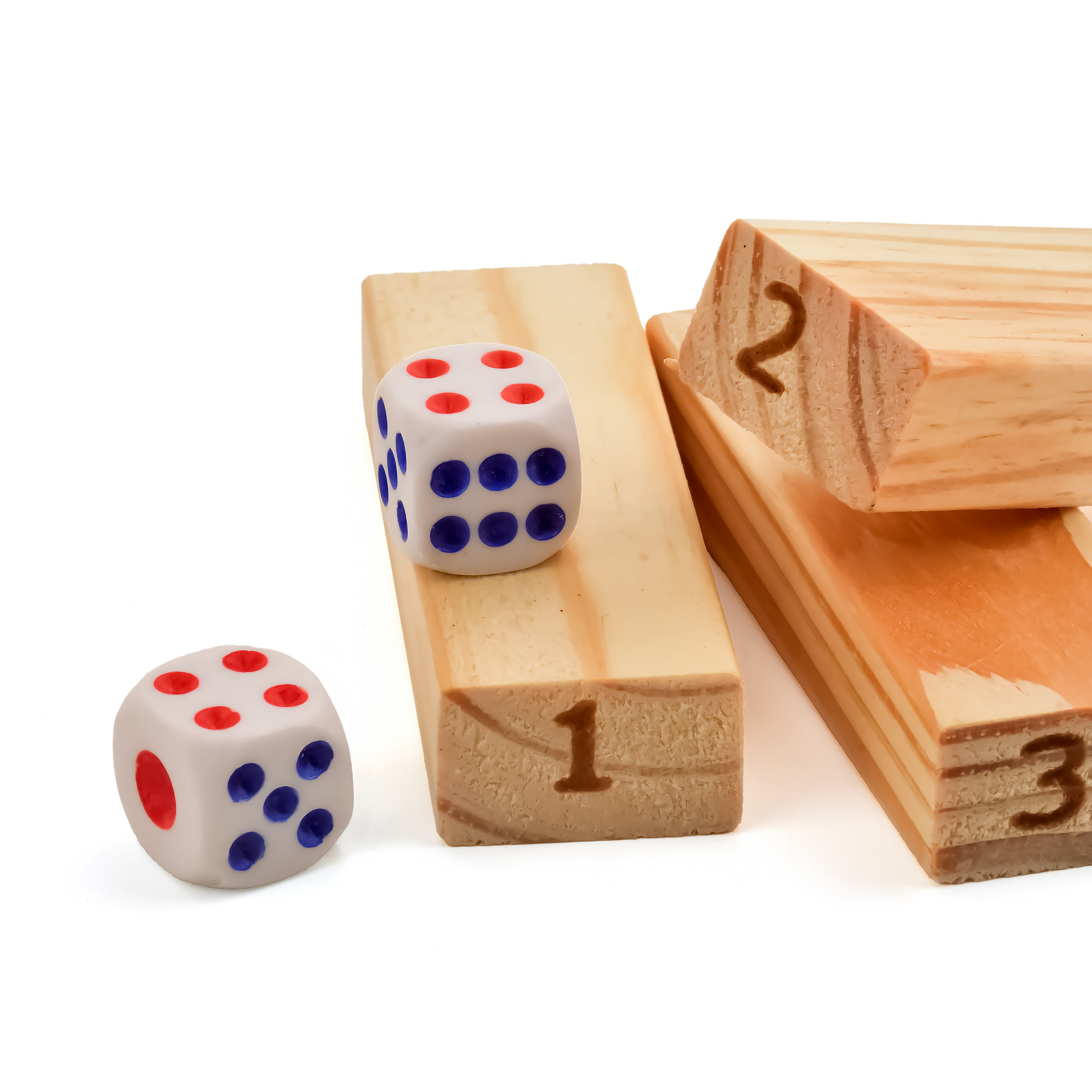 Close up of wooden tumbling tower balance game during play