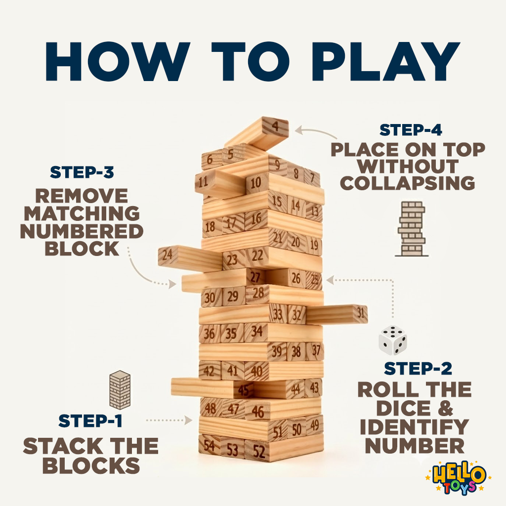 How to play Wooden tumbling tower toy 