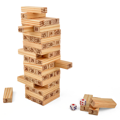Natural wooden blocks with smooth finish used in tumbling tower game