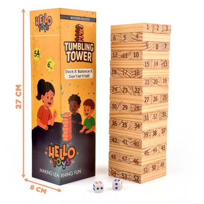 Educational wooden tumbling tower size