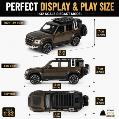 Hello Toys 1:32 Diecast Defender Brown Dimensions