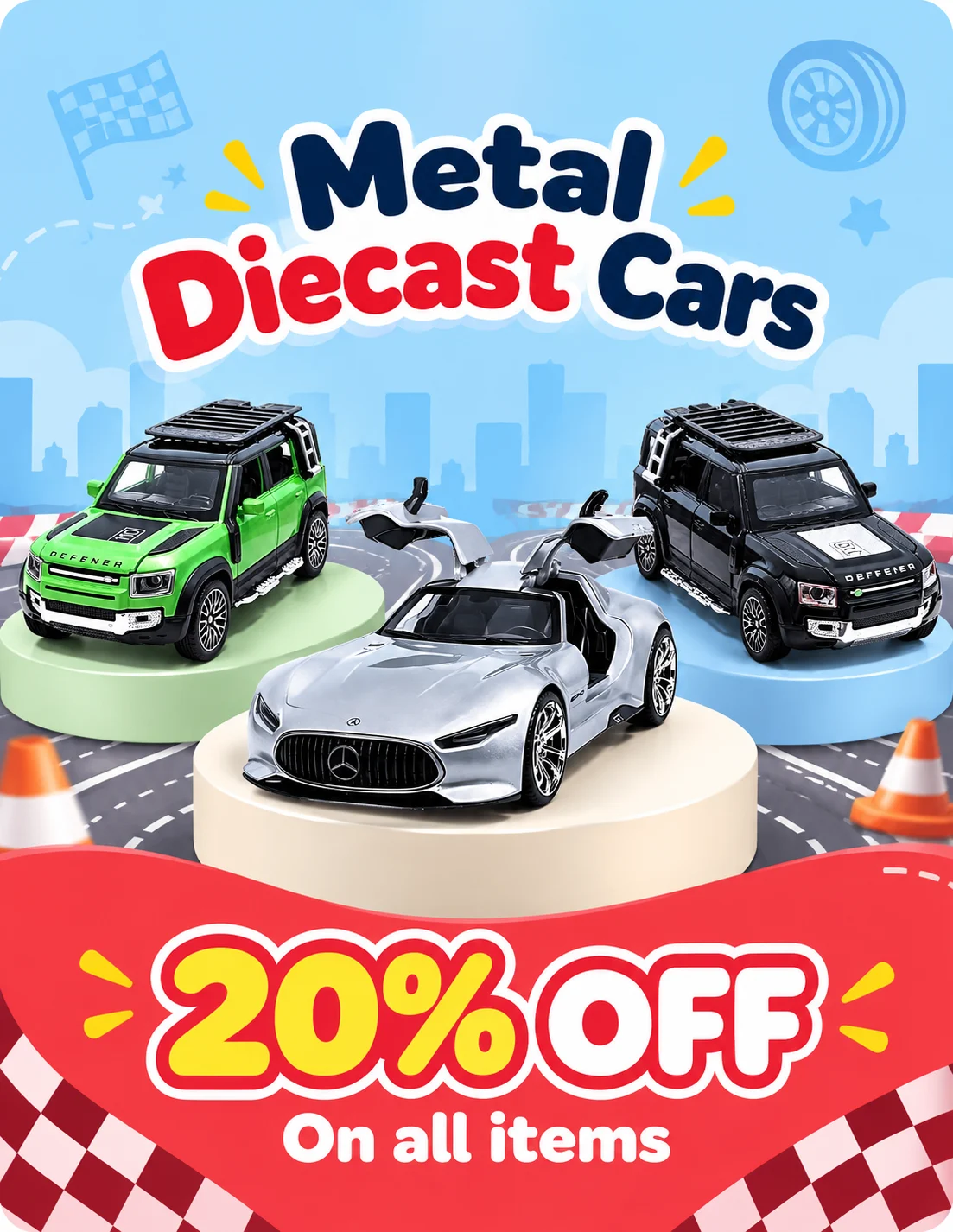 metal diecast 20% off Banner